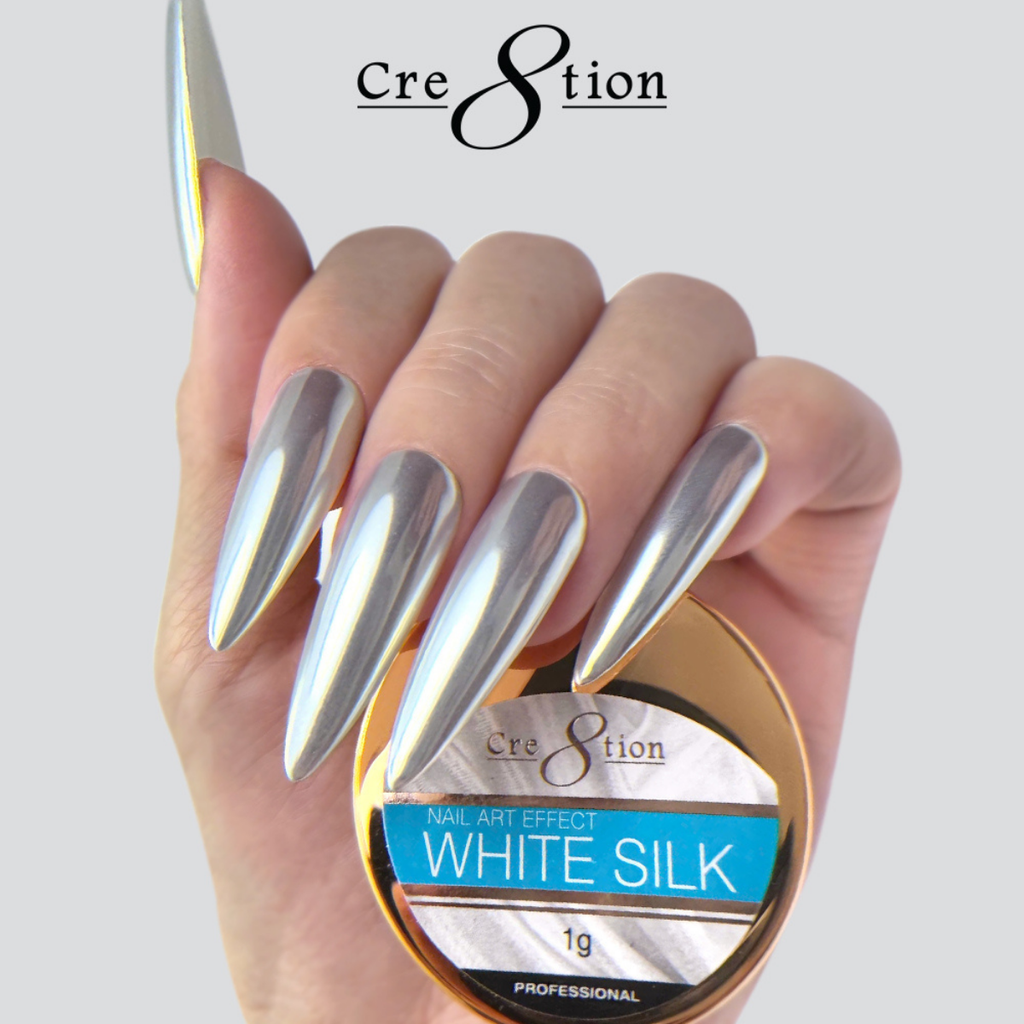 Cre8tion White Silk Chrome Nail Art Effect 1g | C8 – C8 Nail Supply