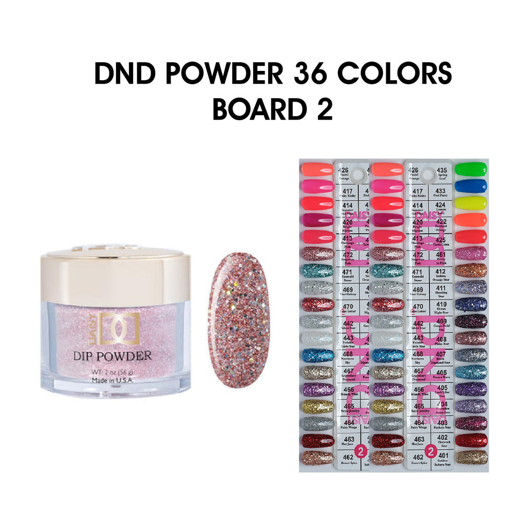 DND Dip Powder 2oz 36 colors Board 2 w/ 2 Color Char… C8 C8 Nail