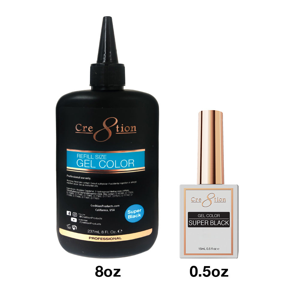 Cre8tion Soak Off Gel - Super Black | C8 Nail Supply