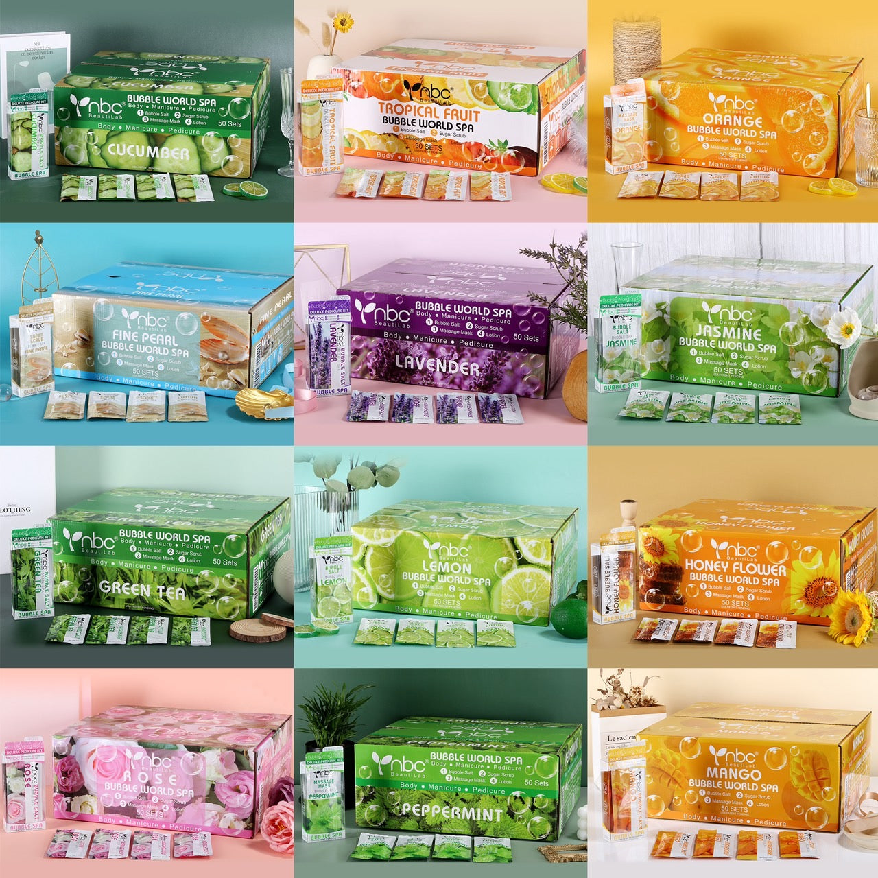 SENS DU BEAU NO.600ST サプリメント2個セット NBC Bubble World 4-Step Spa Pedicure Kit | C8 Nail Supply