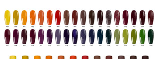 Thirty six PLA Sweater Weather fall shades painted on tips, in rust, mustard, olive and oxblood