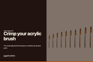 Crimping an acrylic nail brush — Cre8tion kolinsky acrylic brushes on an espresso field