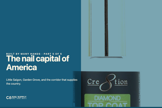 Orange County is the capital of American nails — professional nail products on a C8 blue field