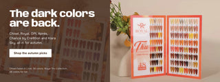 Chisel Fallen in Love and Royal Thu fall swatch books. Headline: The dark colors are back.