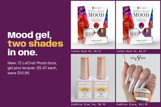 New LeChat Perfect Match Mood duos 44 Timeless Ruby and 49 Wine Berry with Cre8tion Glow Top Coat and Glaze on plum
