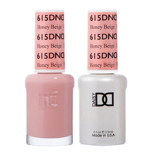 DND 615 Honey Beige gel and lacquer matching duo, the warm nude that reads expensive because it sits close to skin tone