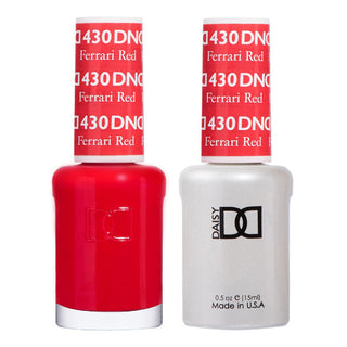 DND 430 Ferrari Red gel-and-lacquer matching pair — Gel vs Dip vs Acrylic at C8 Nail Supply