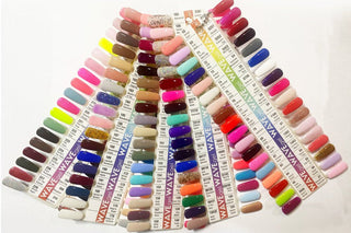 WaveGel color chart tips fanned open showing 180 swatched shades