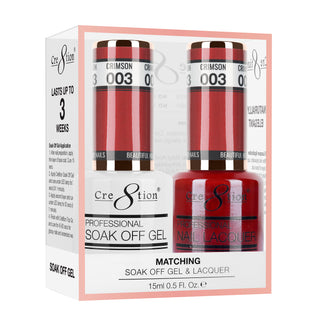 Cre8tion Soak Off Gel Matching Pair 0.5oz 003 CRIMSON