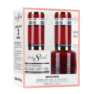 Cre8tion Soak Off Gel Matching Pair 0.5oz 005 PLUM WINE