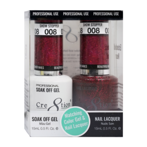 Cre8tion Soak Off Gel Matching Pair 0.5oz 008 SHOW STOPPER (GLITTER)