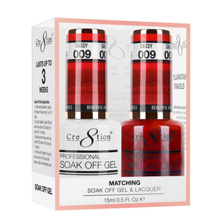 Cre8tion Soak Off Gel Matching Pair 0.5oz 009 SASSY (SHIMMERY)