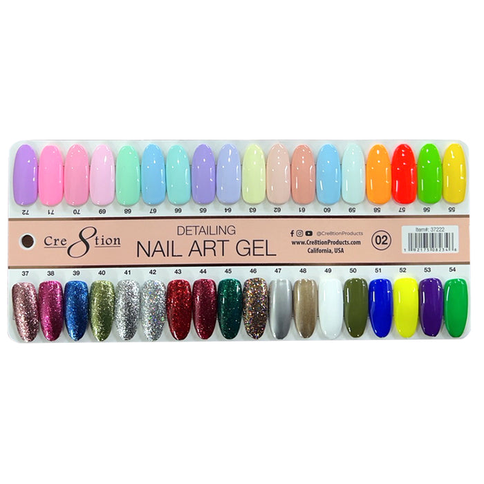 Cre8tion Detailing Nail Art Gel Color Chart