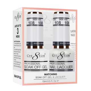 Cre8tion Soak Off Gel Matching Pair 0.5oz 108 SNOW WHITE