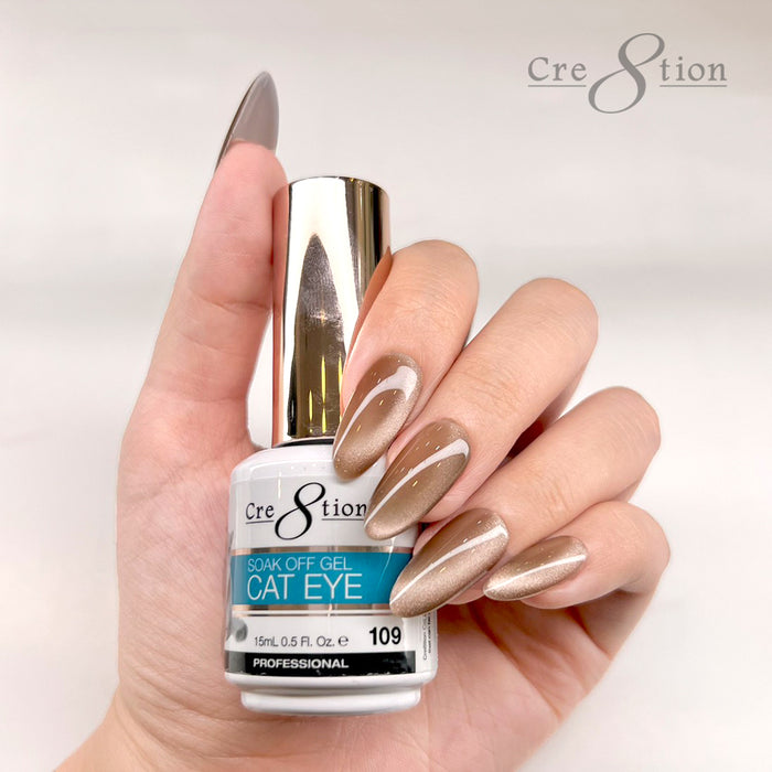 Cre8tion Cat Eye Gel 0.5oz - 36 Colors Board 4 (#109 - #126) Mystical Collection (#01-#12) & Saphire Cat Eye (#SC01-#SC06) w/ 1 Round Shape Magnet, 1 Magnet Duo & 1 Color Chart