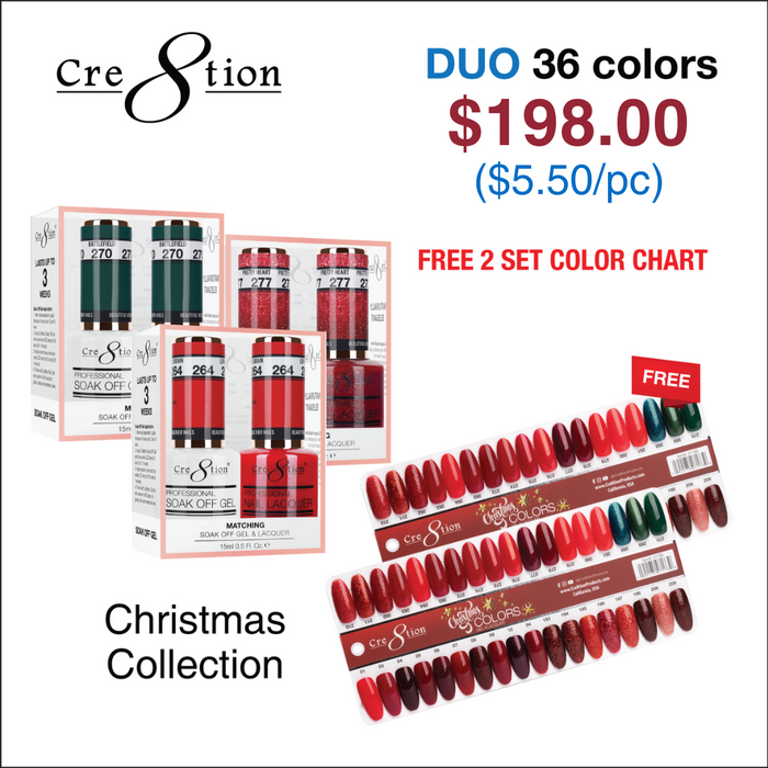 Cre8tion Matching Color - Christmas Collection - Juego completo de 36 colores con 1 tabla de colores