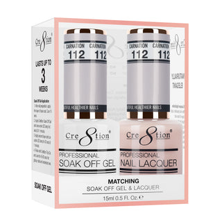 Cre8tion Soak Off Gel Matching Pair 0.5oz 112 CARNATION