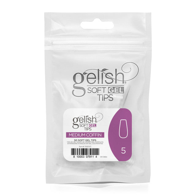 Gelish Soft Gel Tips - Medium Coffin 50 CT Refill