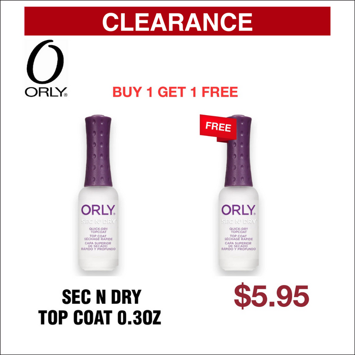 Orly Sec N Dry - Top Coat 0.3oz - Buy 1 Get 1 Free