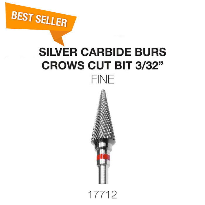 Cre8tion Silver Carbide Burs For Nails - Crows Cut Bit 3/32"
