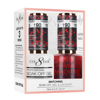 Cre8tion Soak Off Gel Matching Pair 0.5oz 193 DRAGON BLOOD
