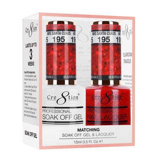 Cre8tion Soak Off Gel Matching Pair 0.5oz 195 MRS SANTA CLAUS