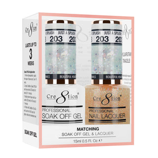 Cre8tion Soak Off Gel Matching Pair 0.5oz 203 JUST A SPLASH