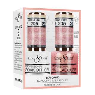 Cre8tion Soak Off Gel Matching Pair 0.5oz 205 SEASON OF LOVE