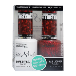 Cre8tion Soak Off Gel Matching Pair 0.5oz 211 RUBY SLIPPERS