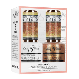 Cre8tion Soak Off Gel Matching Pair 0.5oz 214 Liquid GOLD