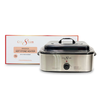 Cre8tion 18Q hot stone heater in front of its white and pink retail box