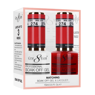 Cre8tion Soak Off Gel Matching Pair 0.5oz 274 WINE ROSE