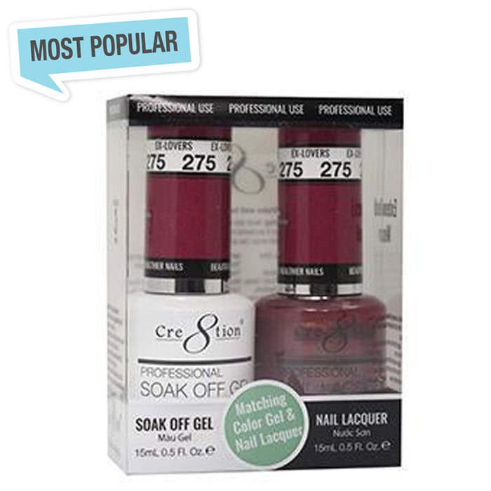 Cre8tion Soak Off Gel Matching Pair 0.5oz 275 EX-LOVERS