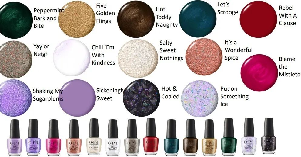 OPI Nail Lacquer 0.5oz - Holiday 2023 Terribly Nice Collection - 14 pcs & Base, Top, Matte Top W/ DISPLAY