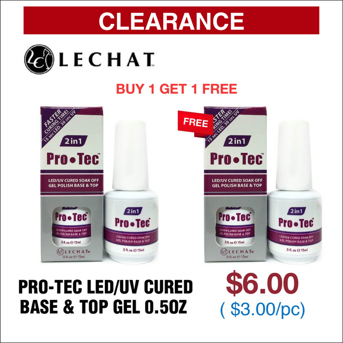 LeChat 2 en 1 Pro-Tec LED/UV base curada y gel superior 0.5 oz - Compre 1 y obtenga 1 gratis