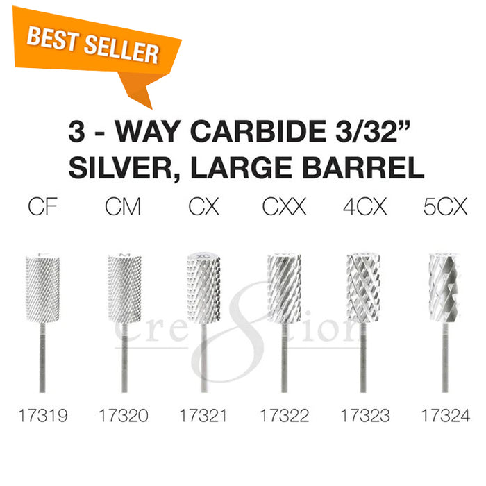 Cre8tion 3-Way Carbide Silver, Large Barrel 3/32"