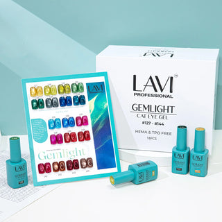 Lavi Cat Eye Gel Gemlight Collection - 18 Colors w/ 1 Counter Display & 1 Magnet Tool