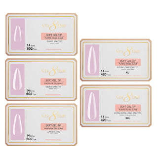 Cre8tion Soft Gel Tip Combo 5 Sizes - STILETTO