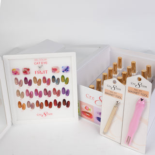 Cre8tion Cat Eye Gel 0.5oz - Fruit Collection - 18 Colors (#202 - #219) w/ 1 Acrylic Booklet & 2 Magnet Tools