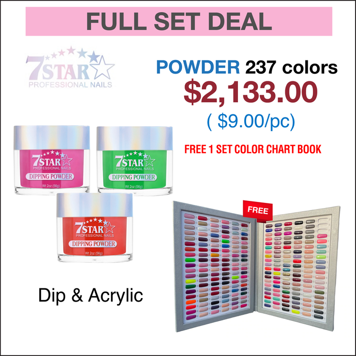 7 Star Dipping Powder 2oz - Juego completo 237 colores