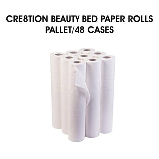Cre8tion Disposable Beauty Bed Paper Rolls - Pallet of 48, Case of 6 rolls
