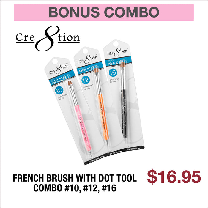 (Bonus Combo) Cre8tion French Brush with Dot Tool Combo #10, #12, #16
