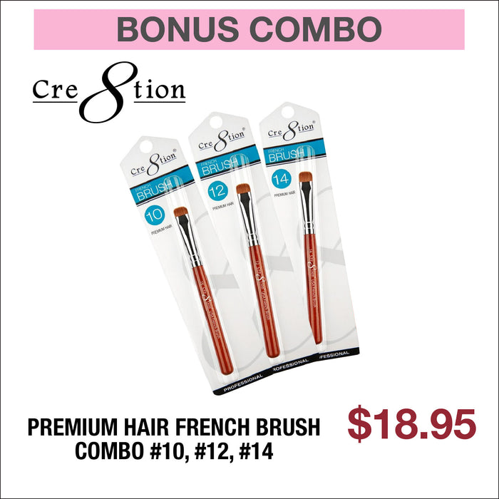 (Bonus Combo) Cre8tion Premium Hair French Brush Combo #10, #12, #14