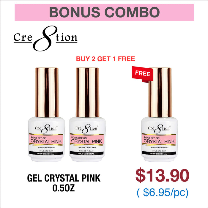 (Bonus Combo) Cre8tion Gel Crystal Pink 0.5oz -  Buy 2 Get 1 Free