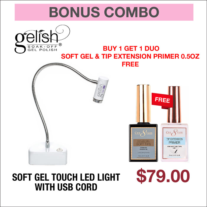 (Bonus Combo) Gelish Soft Gel Touch LED Light with USB Cord - Buy 1 Get 1 Cre8tion Soft Gel & 1 Extension Primer 0.5oz Free