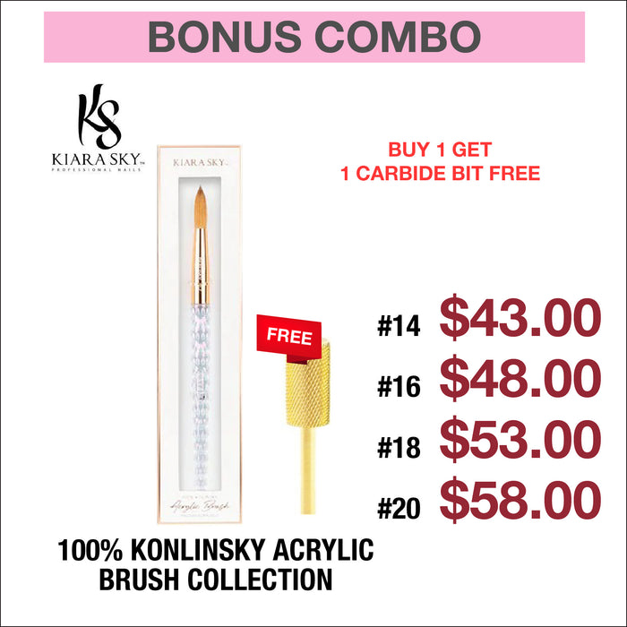 (Bonus Combo) Kiara Sky - 100% Konlinsky 1Clear Acrylic Brush Collection - Buy 1 Get 1 Carbide Bit Free #CF 17009