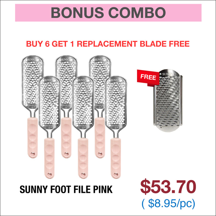 (Bonus Combo) Sunny Super Foot File Pink - Buy 6 Get 1 Replacement Blade Free