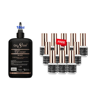 (Bonus Combo) Cre8tion Gel Diamond No Wipe Top Coat 16oz Refill - Buy 1 Get 12 Size 0.5oz Free