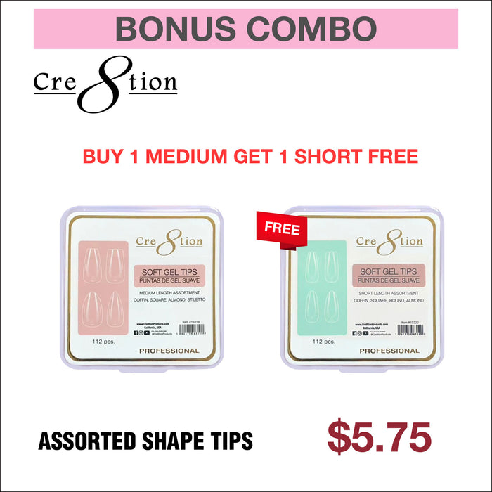 (Spring Deal) Cre8tion Assorted Shape Tips - Buy 1 Medium Get 1 Short free