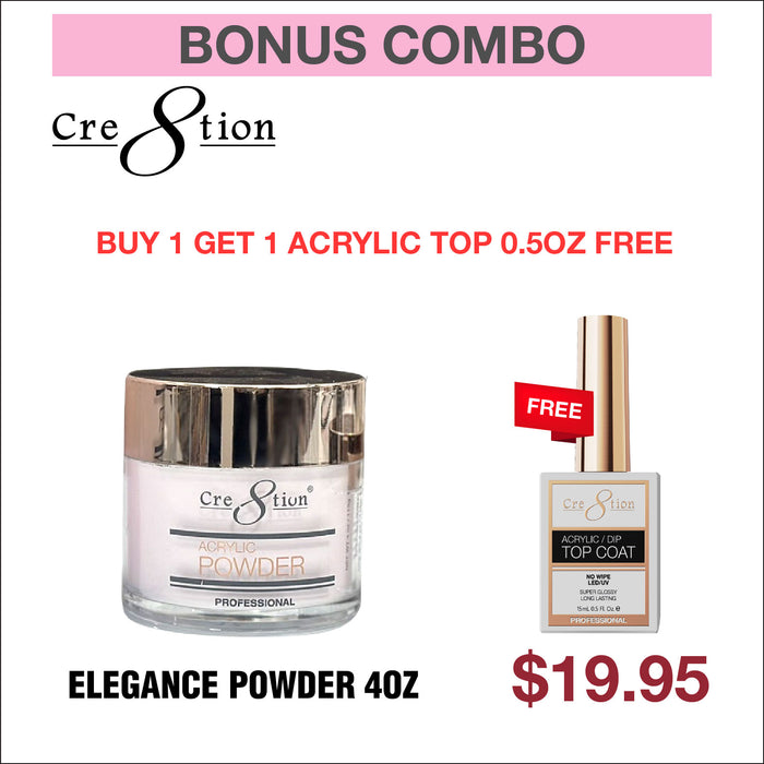 (Bonus Combo) Cre8tion Natural Elegance Powder 4oz - Buy 1 Get 1 Acrylic Top 0.5oz free